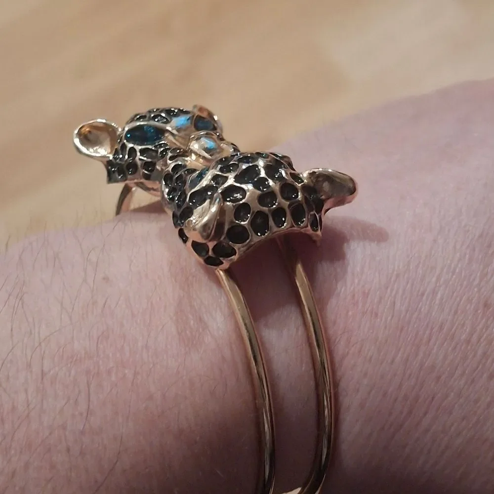 Double Head Jaguar Bangle Bracelet